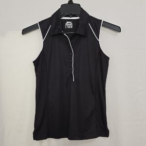 Slazenger Womens Med Black Golf Sleeveless Blouse with White Trim